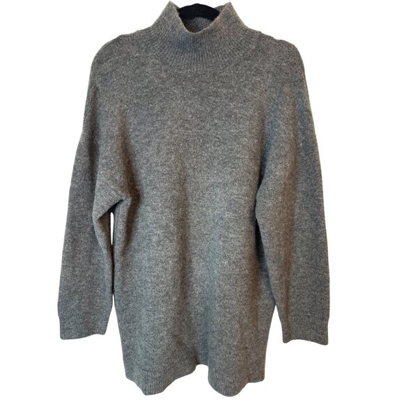ZARA Small Gray Wool Blend High Neck Sweater - Picture 1 of 15